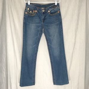 True Religion Wide Leg Denim Jeans With Contrast Stitching Size Women's 30